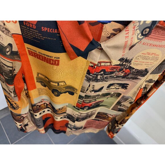 Alice + Olivia x Bronco Willa Shirt Blouse Car Horse Ford Print Orange Red S - Picture 7 of 14